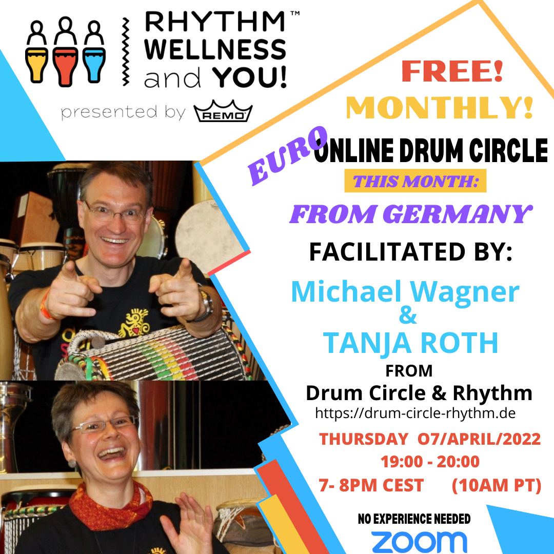 Donnerstag, 07.04.2022, 19-20 Uhr, Online Drum Circle präsentiert von REMO