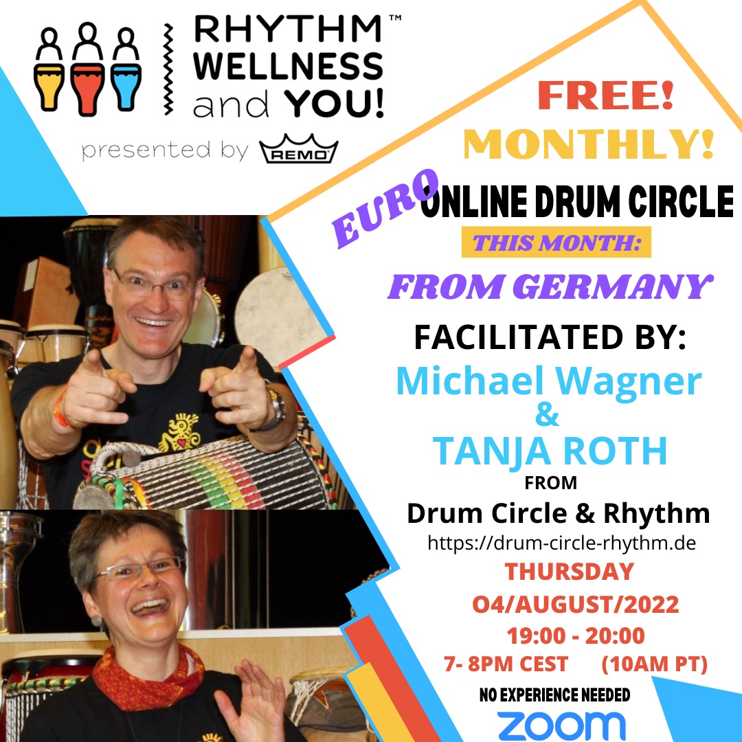 Donnerstag, 04.08.2022, 19-20 Uhr, Online Drum Circle präsentiert von REMO