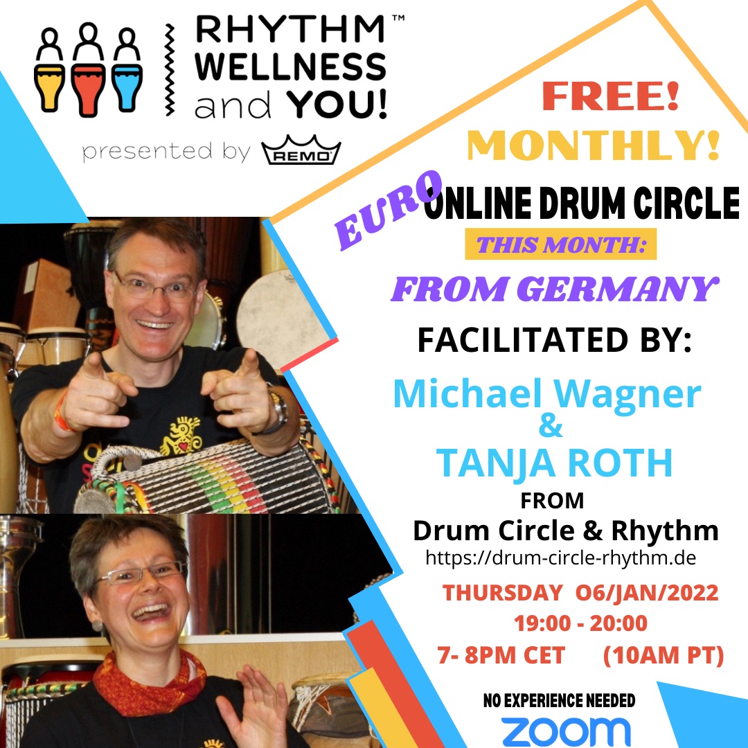 Donnerstag, 06.01.2022, 19-20 Uhr, Online Drum Circle präsentiert von REMO